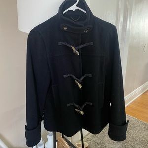 Banana Republic Wool Navy Toggle Pea Coat, Size Small